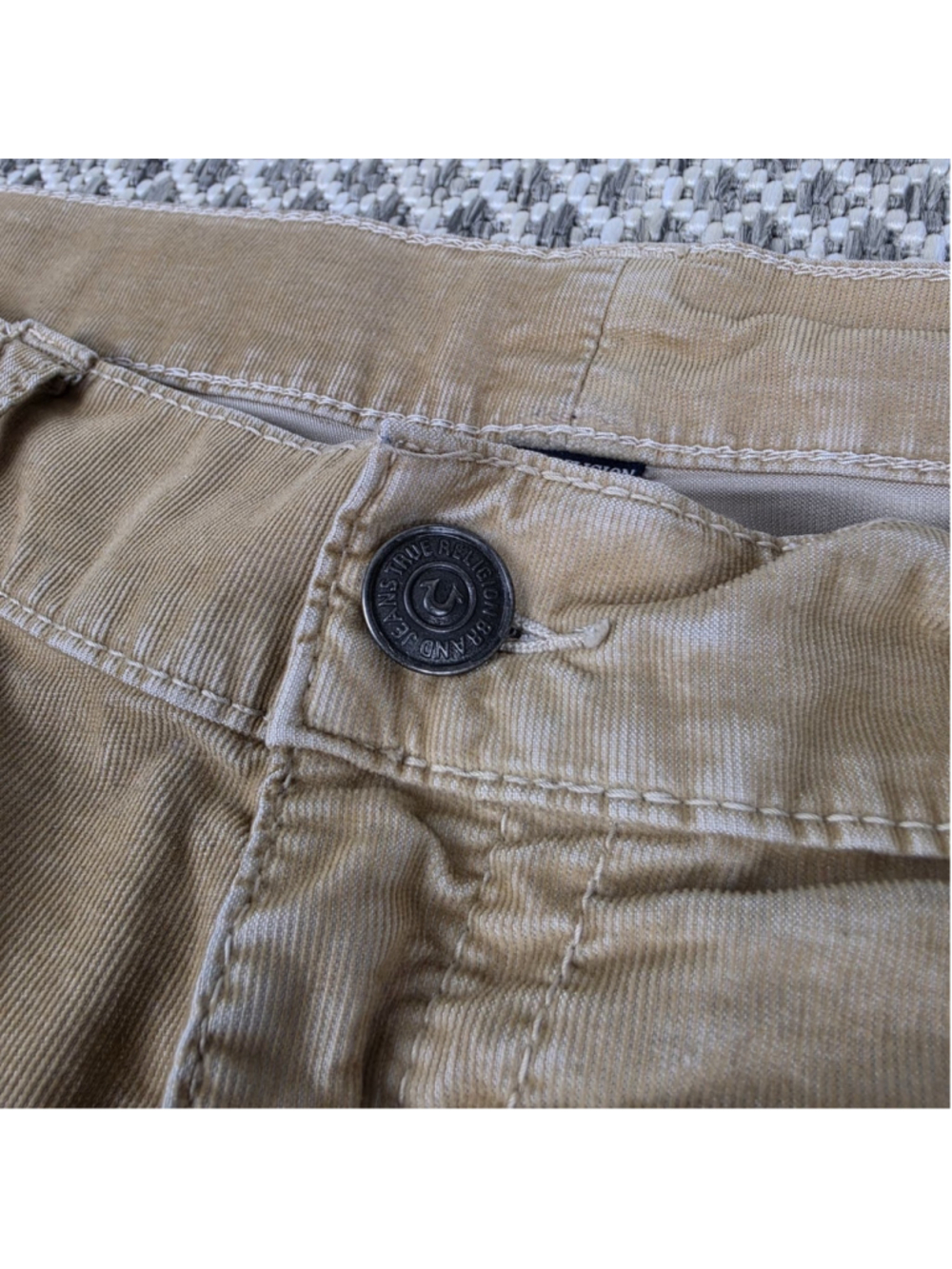 True Religion Ricky Relaxed Straight Corduroy Pants Men’s 42 Beige Tan USA Y2K - Picture 5 of 12